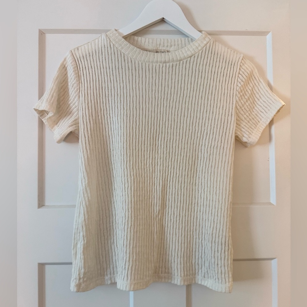 Pilcro Ivory Ribbed Knit Top